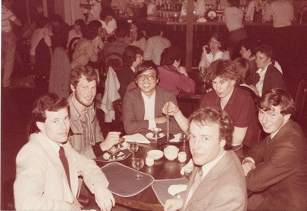 Colombo Plan scholar Mr William Ng at dinner with classmates, 1983