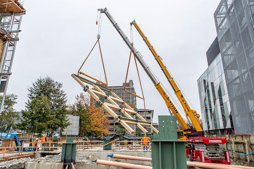Building site construction of the Beatrice Tinsley building on UC campus.