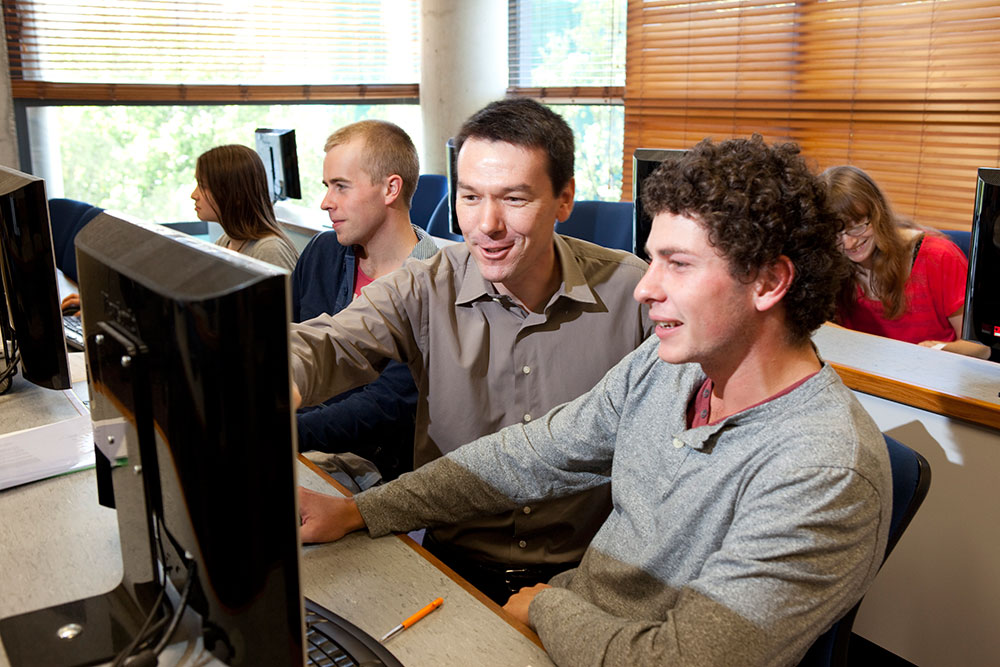 Student at computer